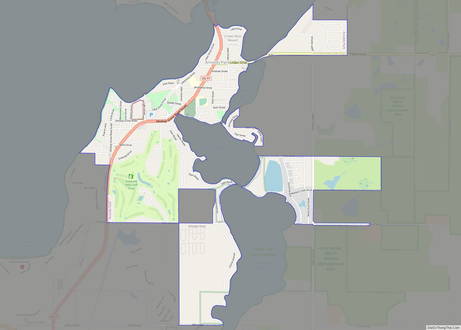 Map of Arnolds Park city