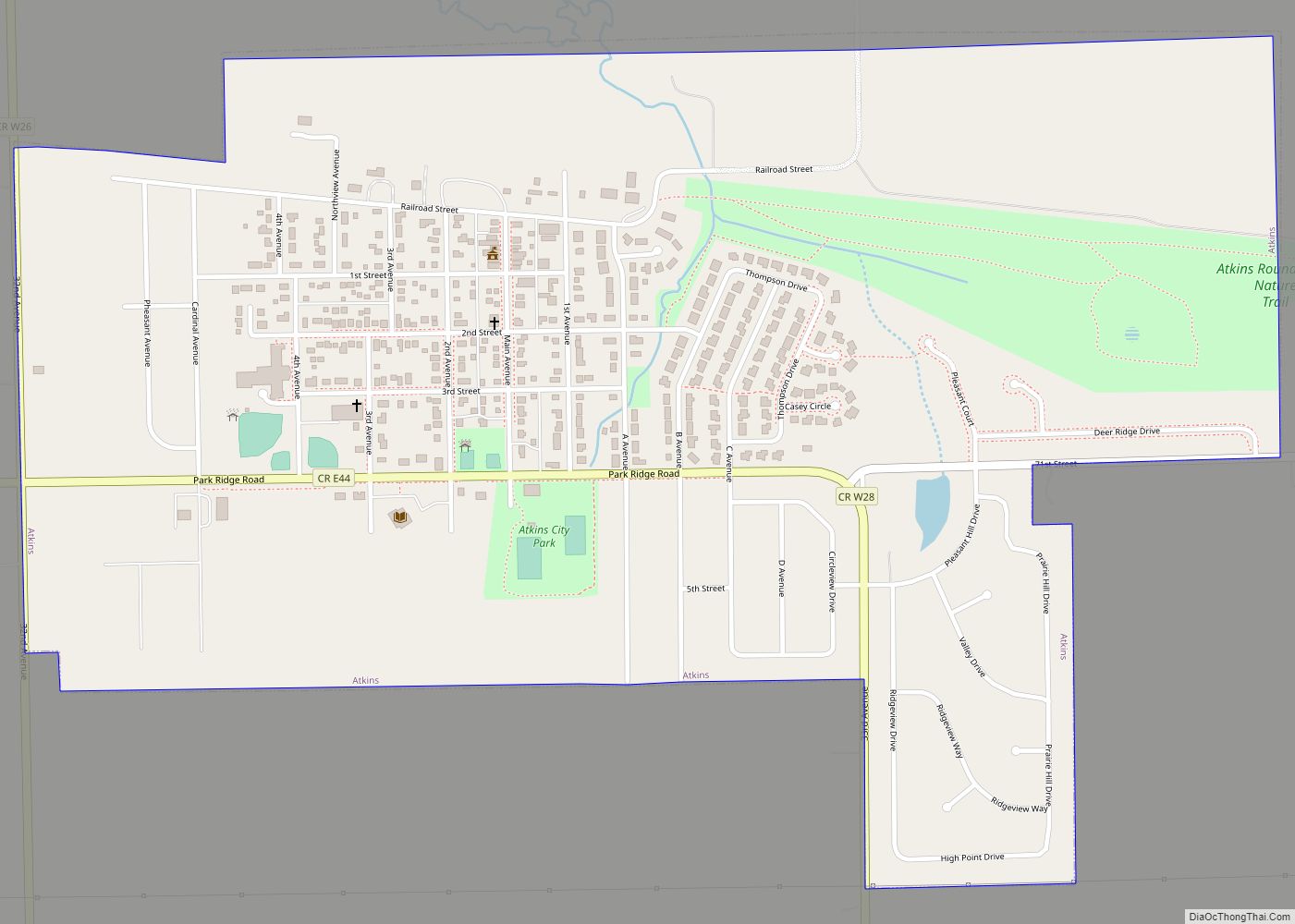 Map of Atkins city, Iowa