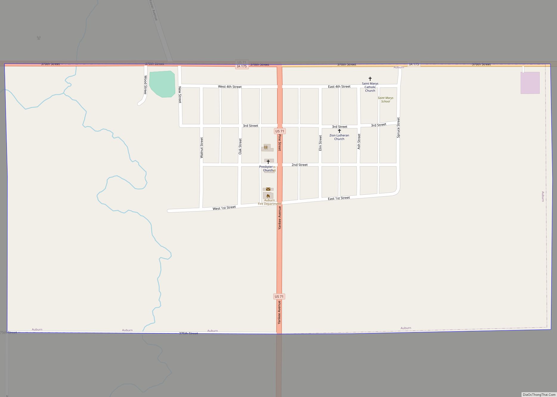 Map of Auburn city, Iowa