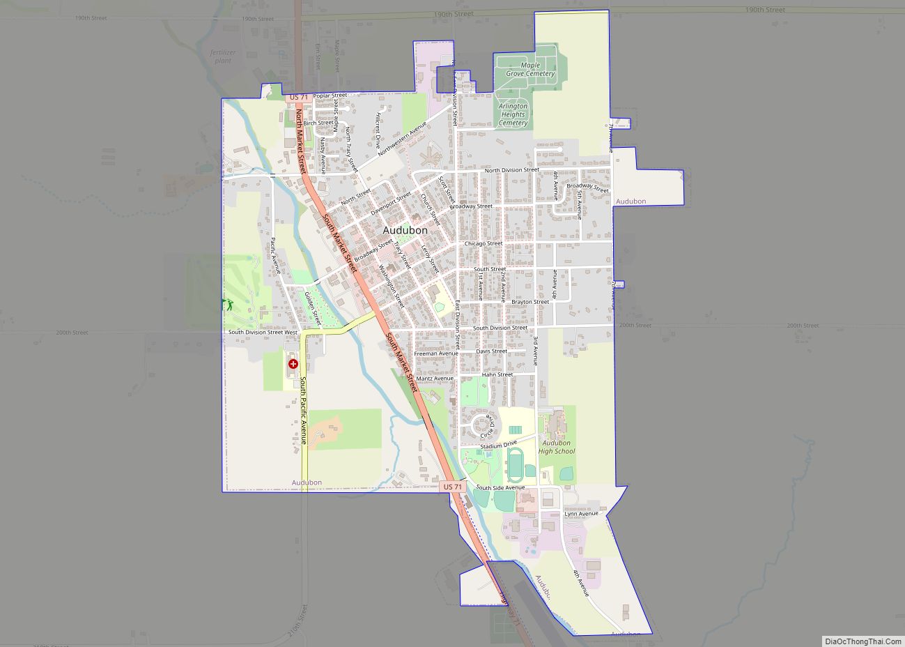 Map of Audubon city, Iowa