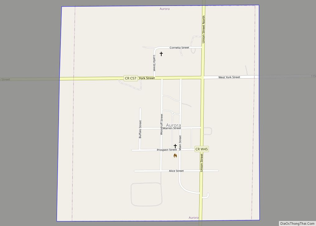 Map of Aurora city, Iowa