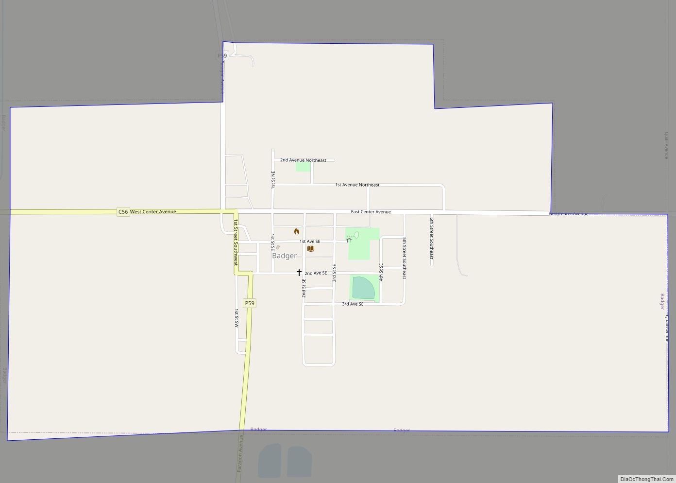 Map of Badger city, Iowa