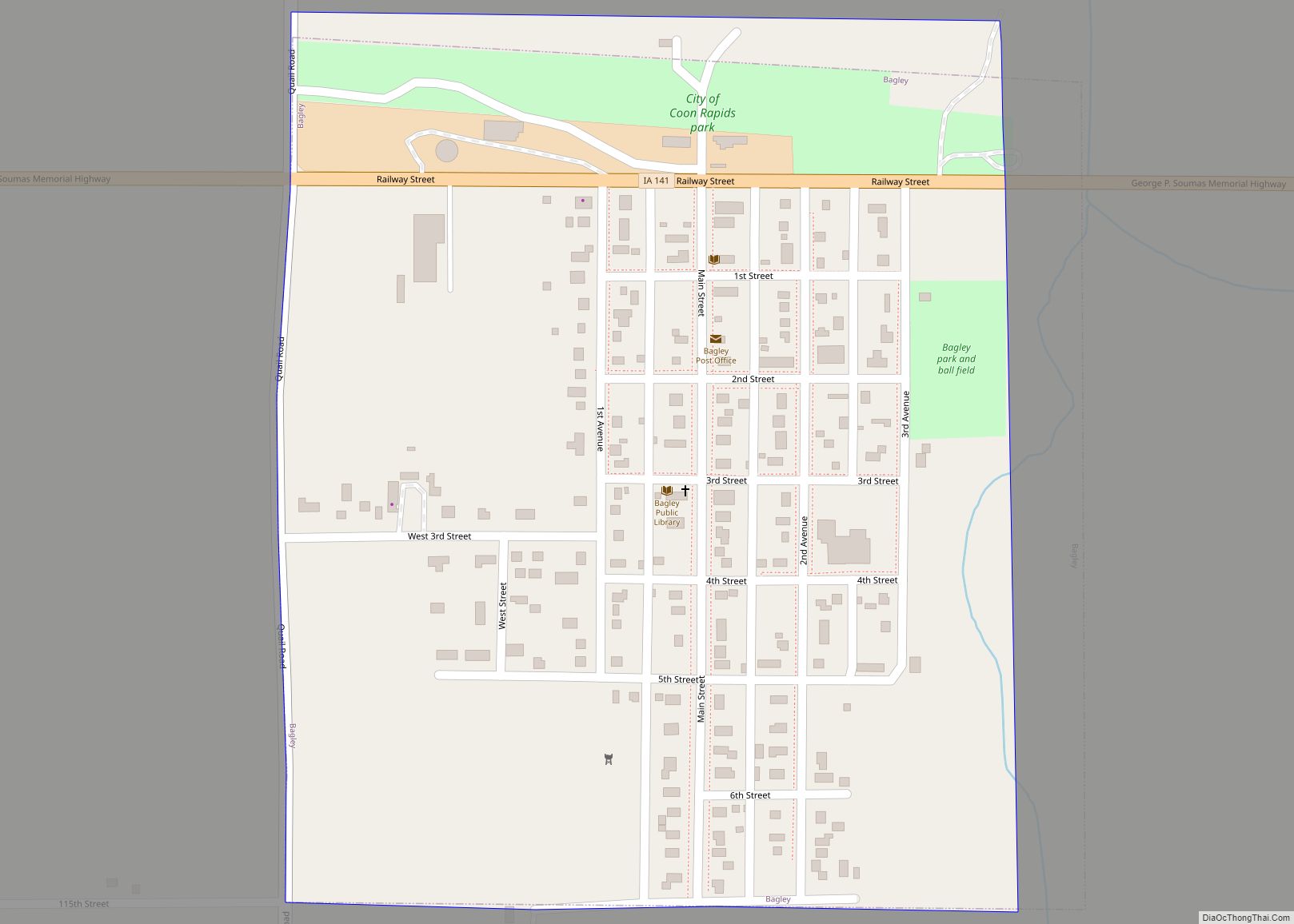 Map of Bagley city, Iowa