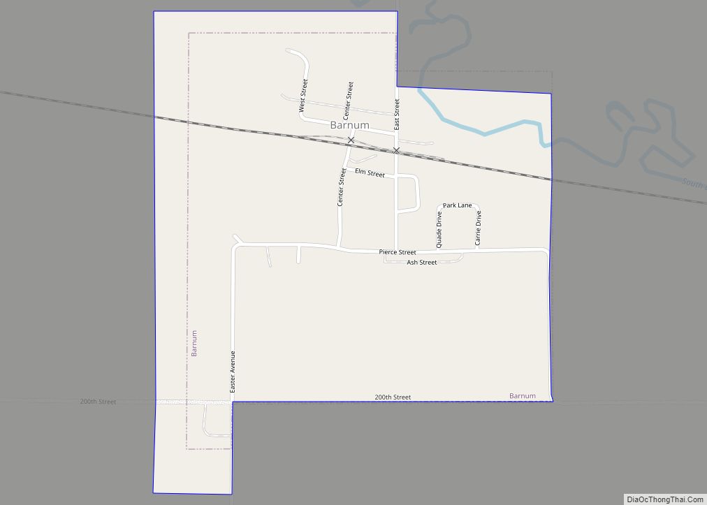 Map of Barnum city, Iowa