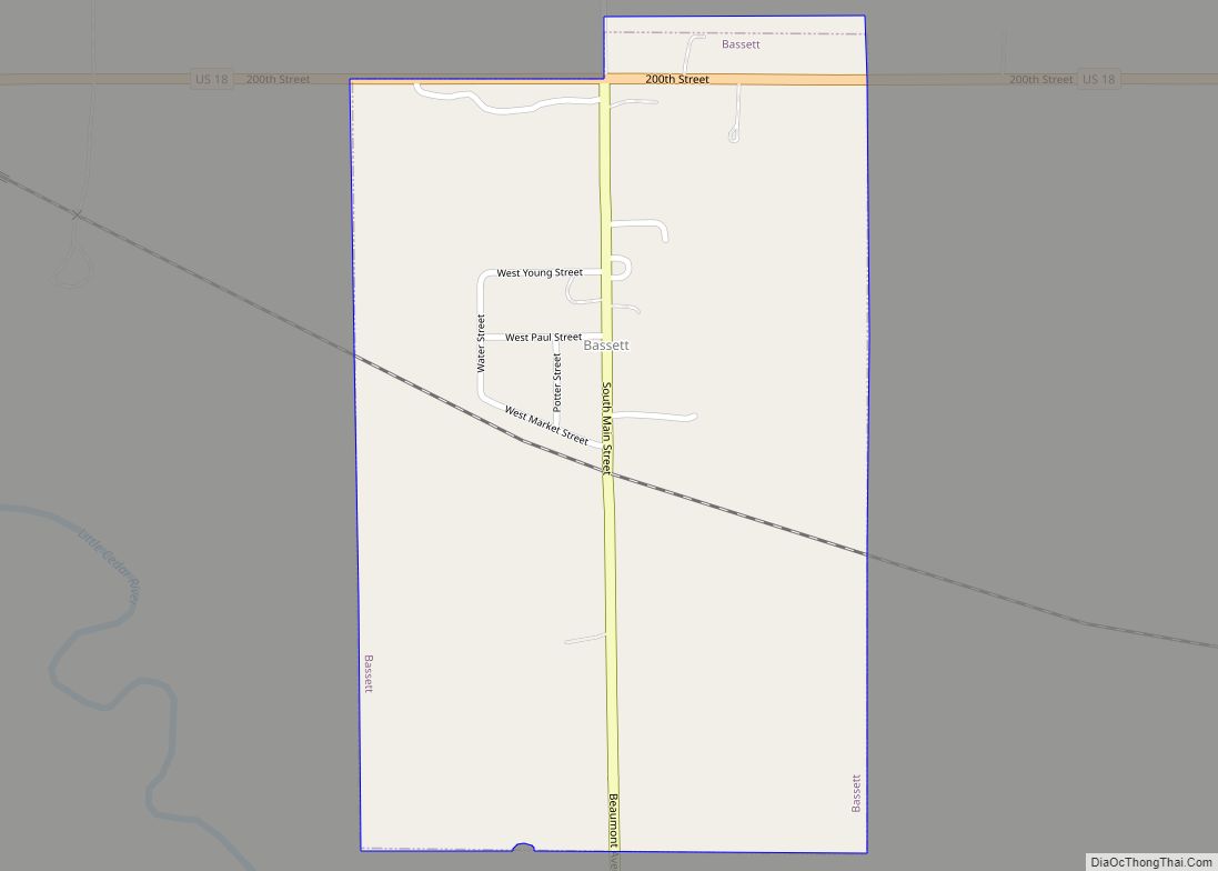 Map of Bassett city, Iowa