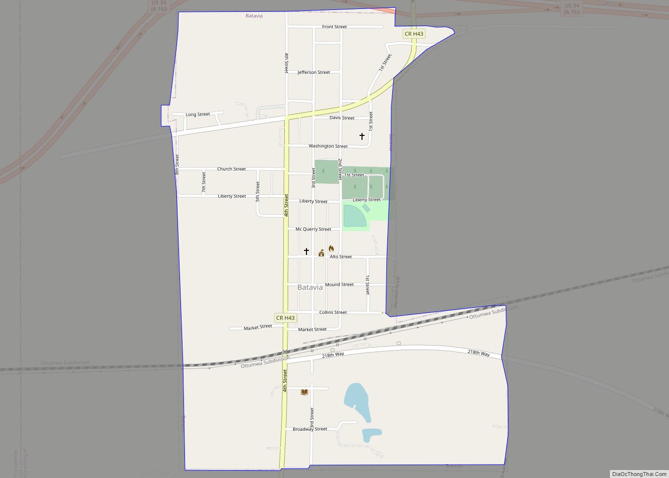 Map of Batavia city, Iowa
