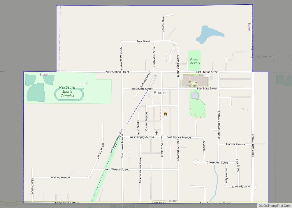 Map of Baxter city, Iowa