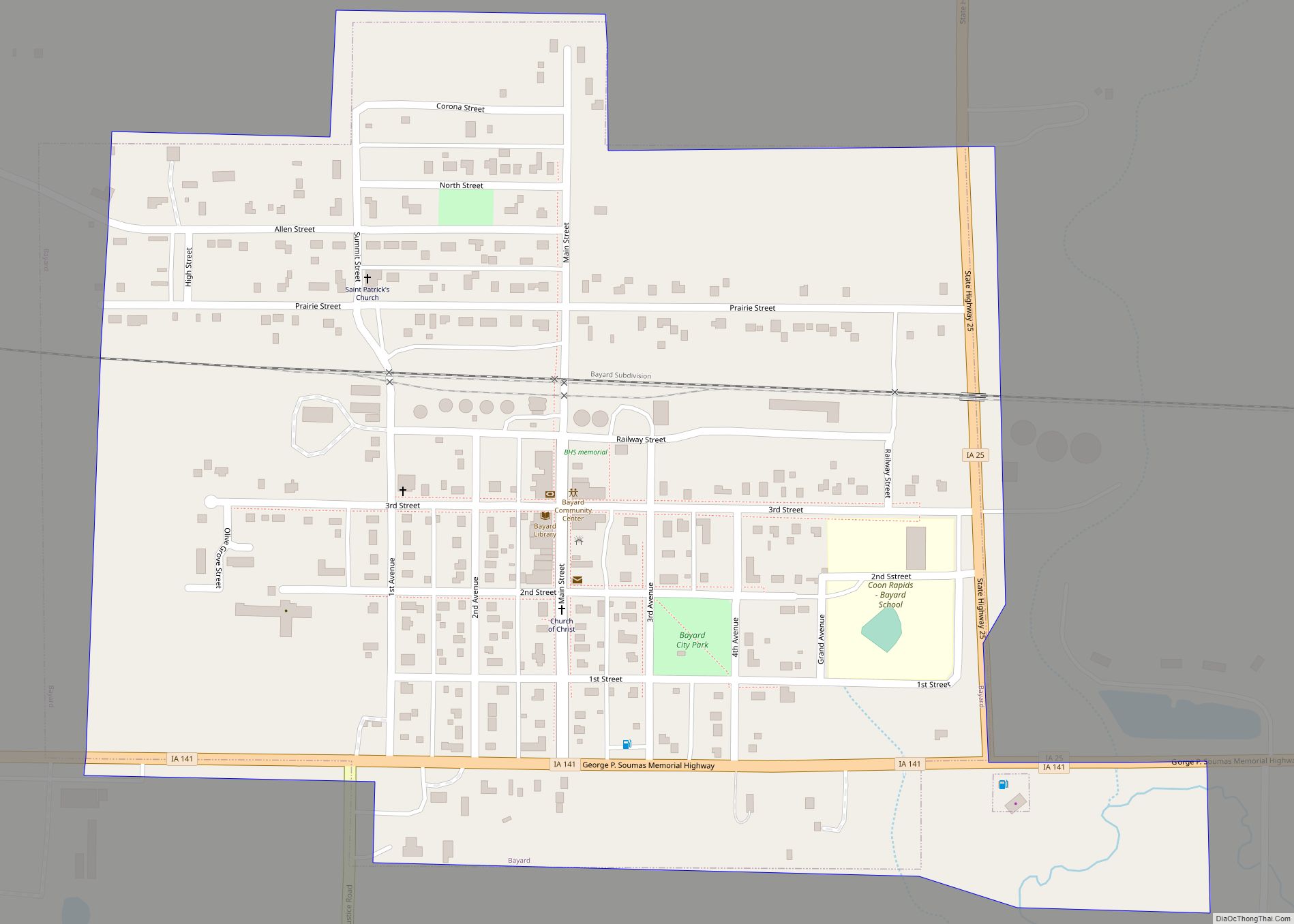 Map of Bayard city, Iowa