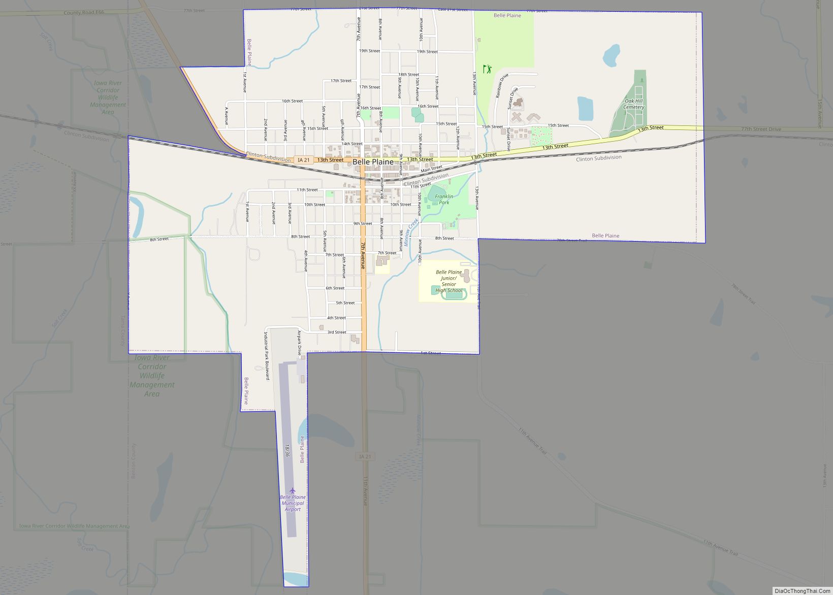 Map of Belle Plaine city, Iowa