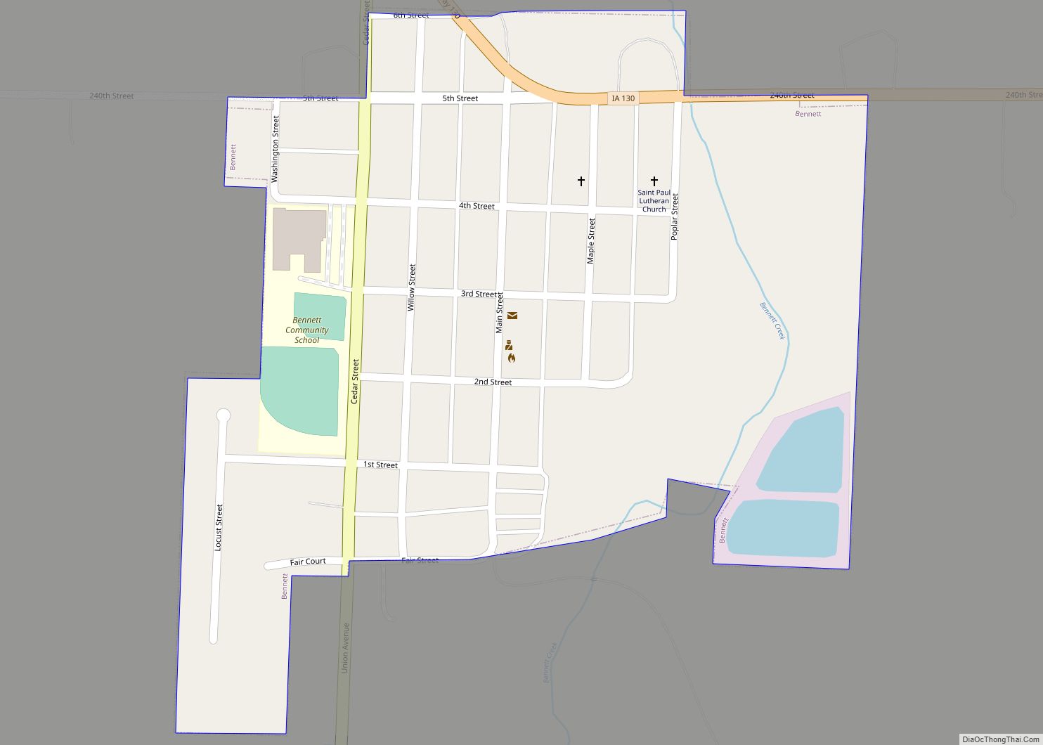 Map of Bennett city, Iowa