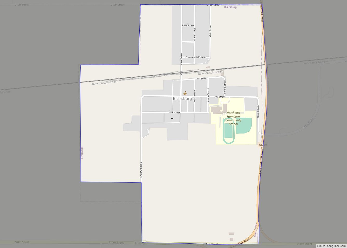 Map of Blairsburg city