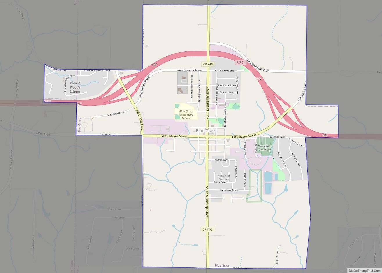 Map of Blue Grass city