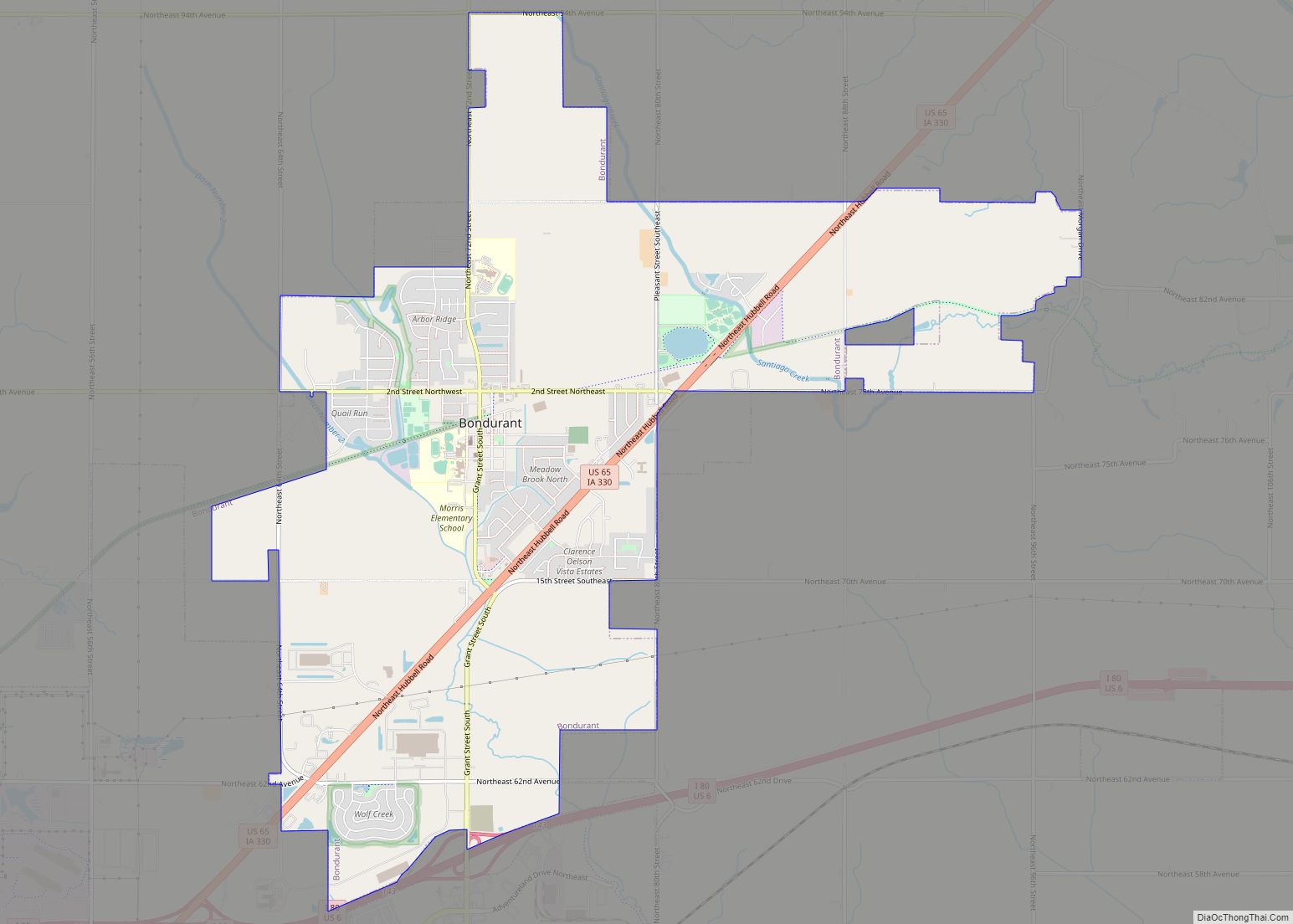 Map of Bondurant city, Iowa