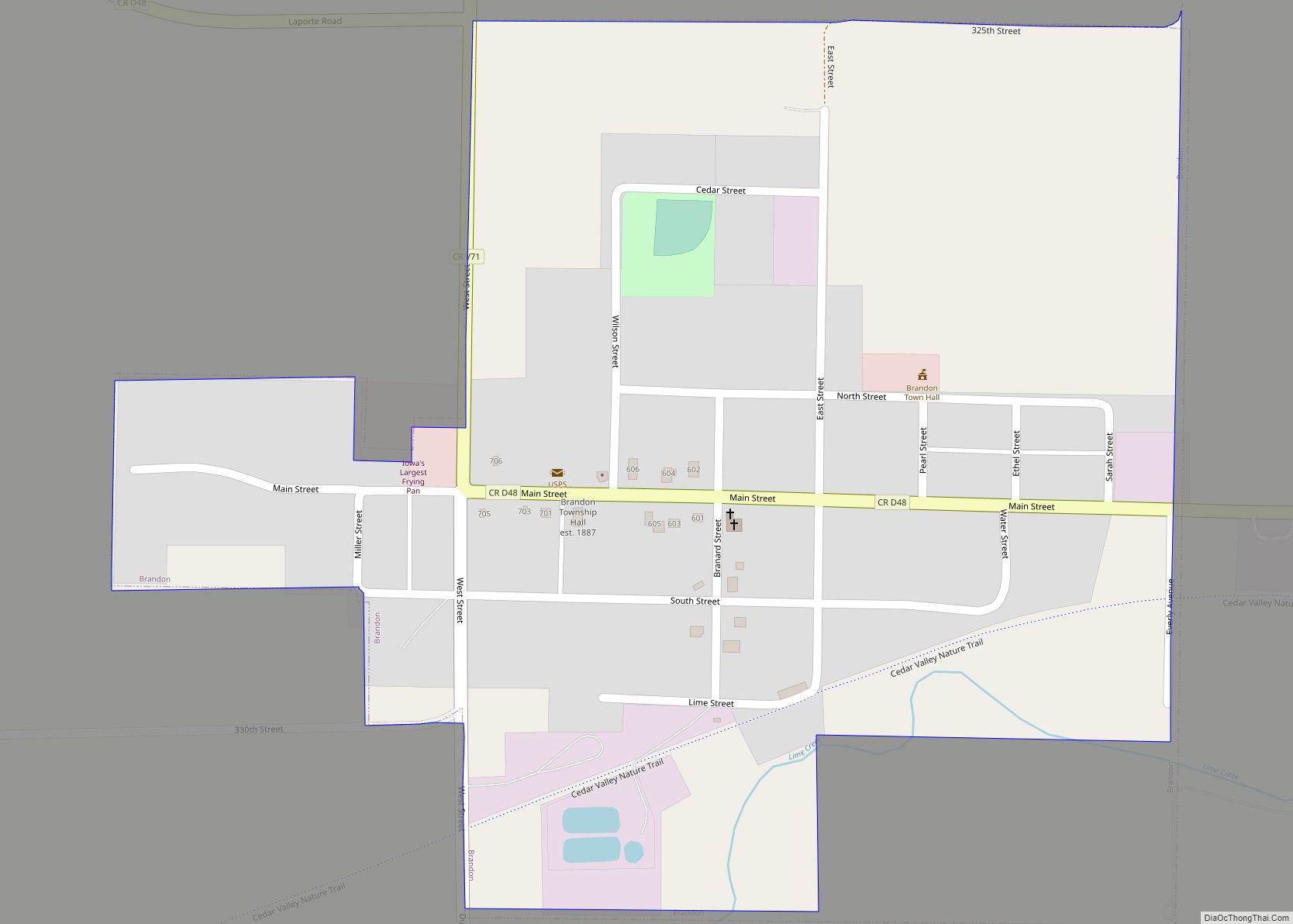 Map of Brandon city, Iowa