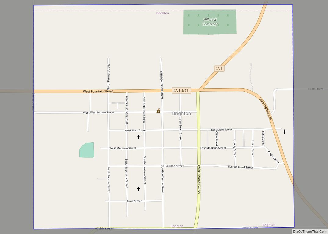 Map of Brighton city, Iowa