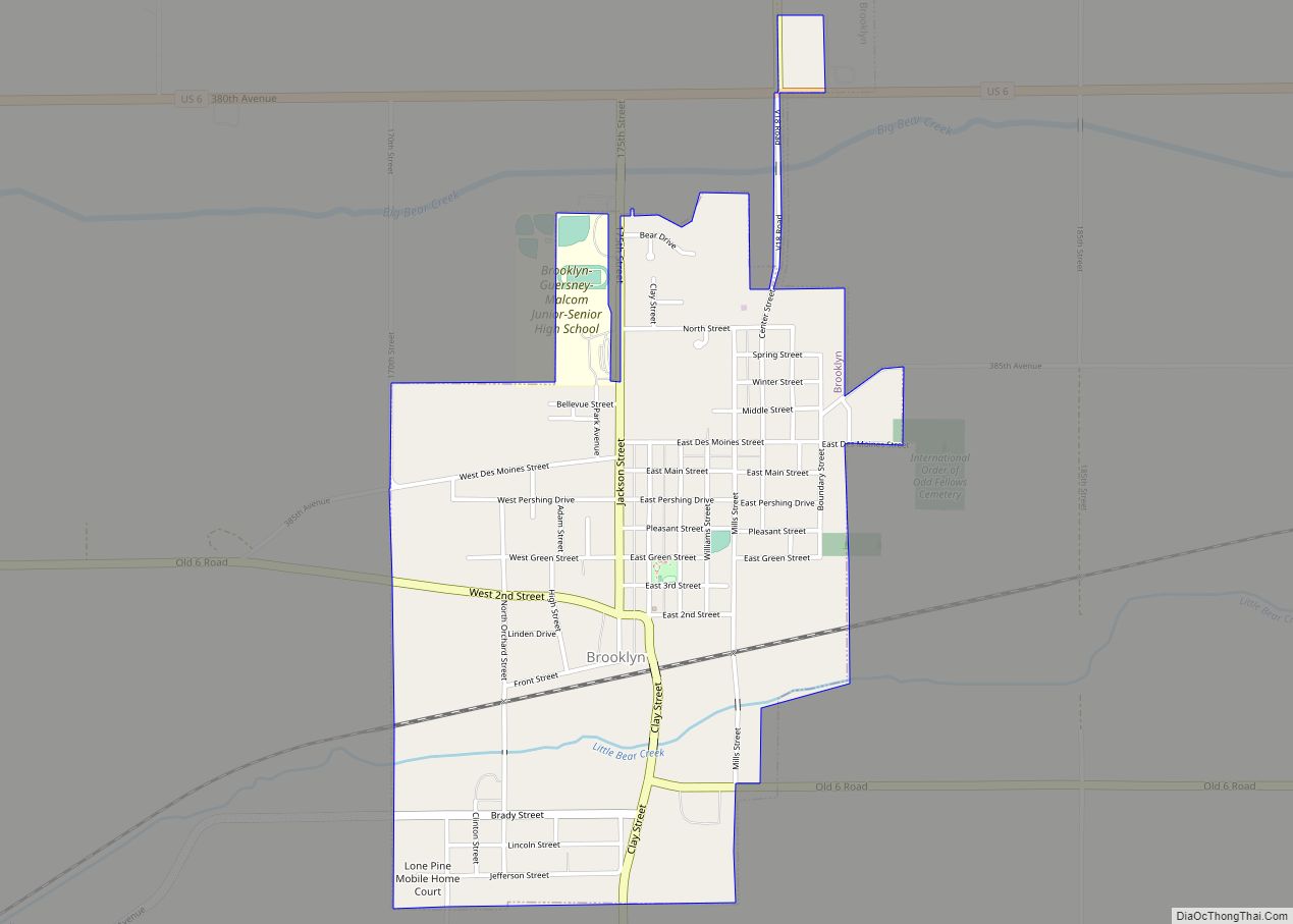 Map of Brooklyn city, Iowa