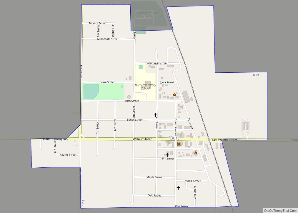 Map of Burt city, Iowa