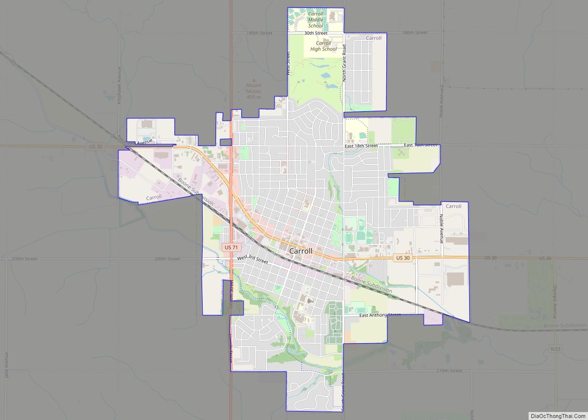 Map of Carroll city, Iowa