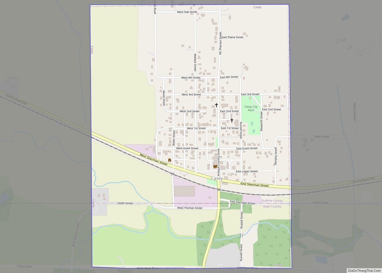 Map of Casey city, Iowa