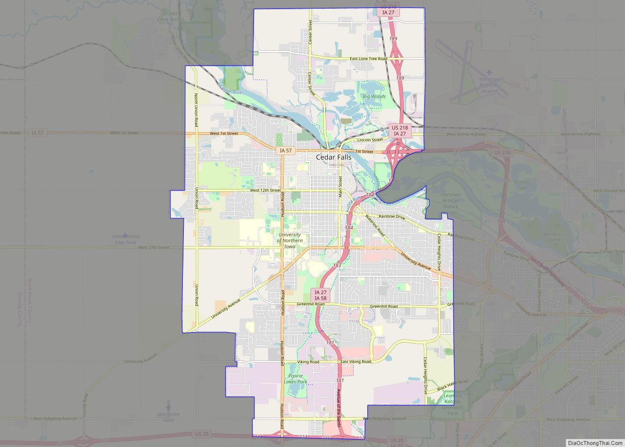 Map of Cedar Falls city