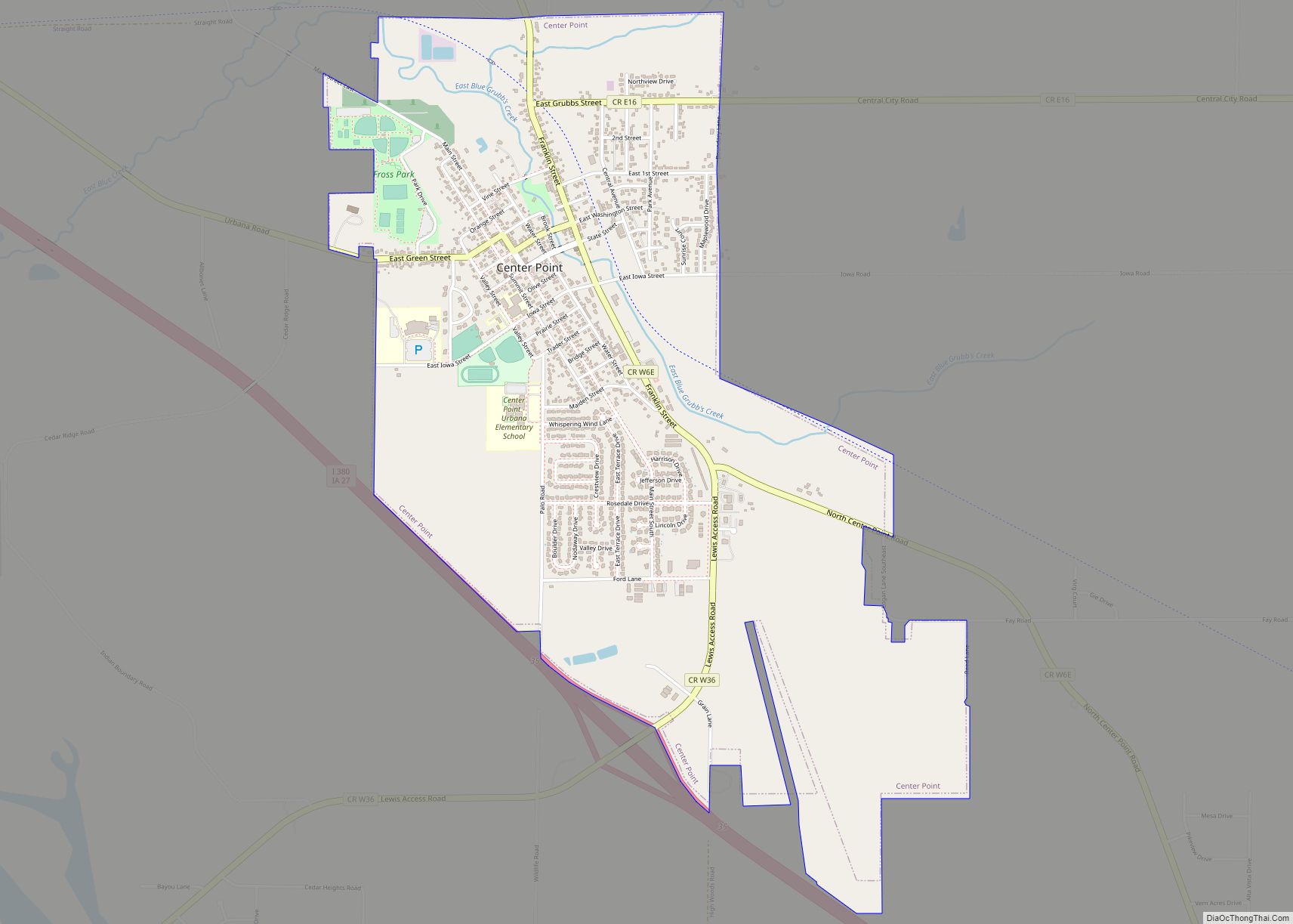 Map of Center Point city, Iowa