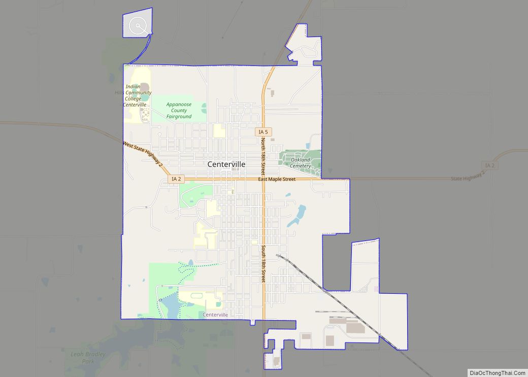 Map of Centerville city, Iowa