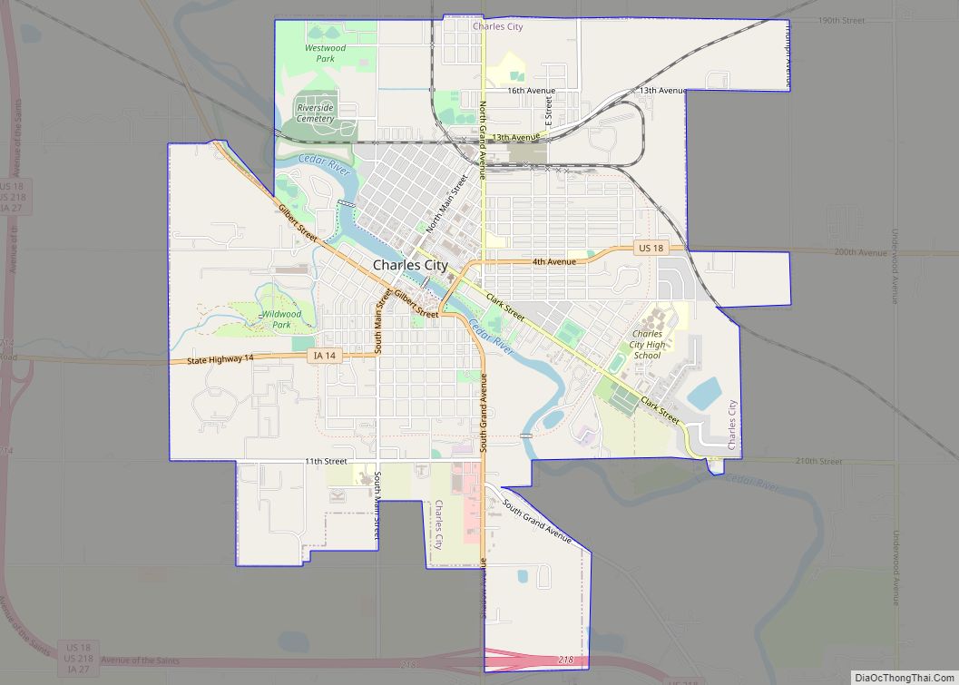 Map of Charles City, Iowa