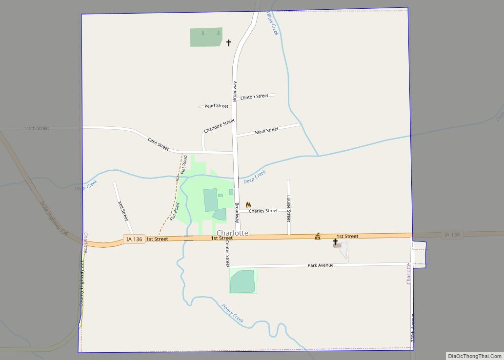 Map of Charlotte city, Iowa