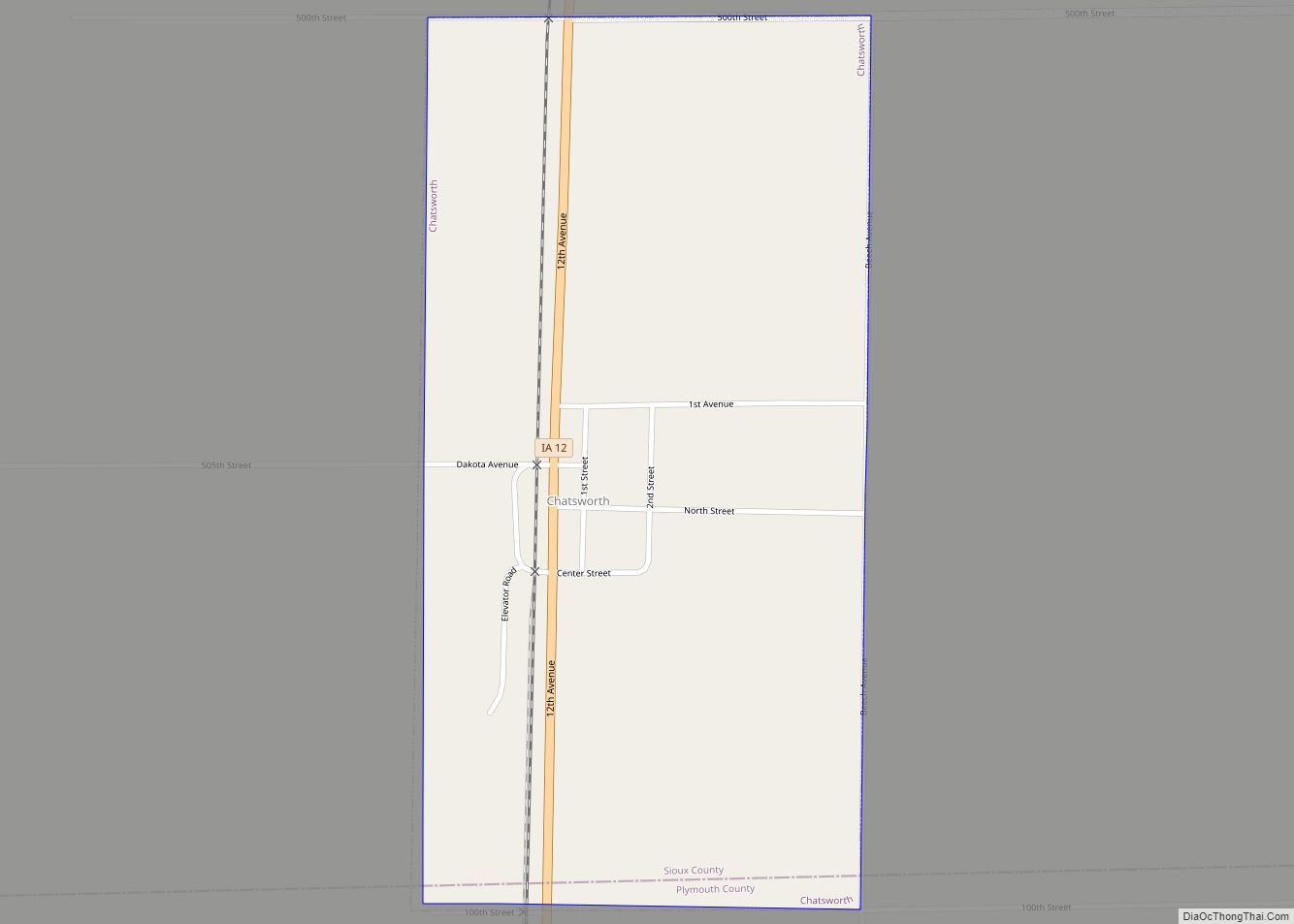 Map of Chatsworth city, Iowa