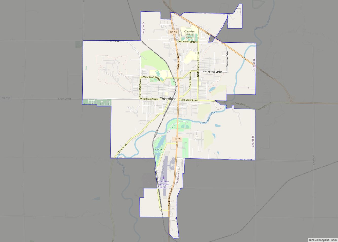 Map of Cherokee city, Iowa