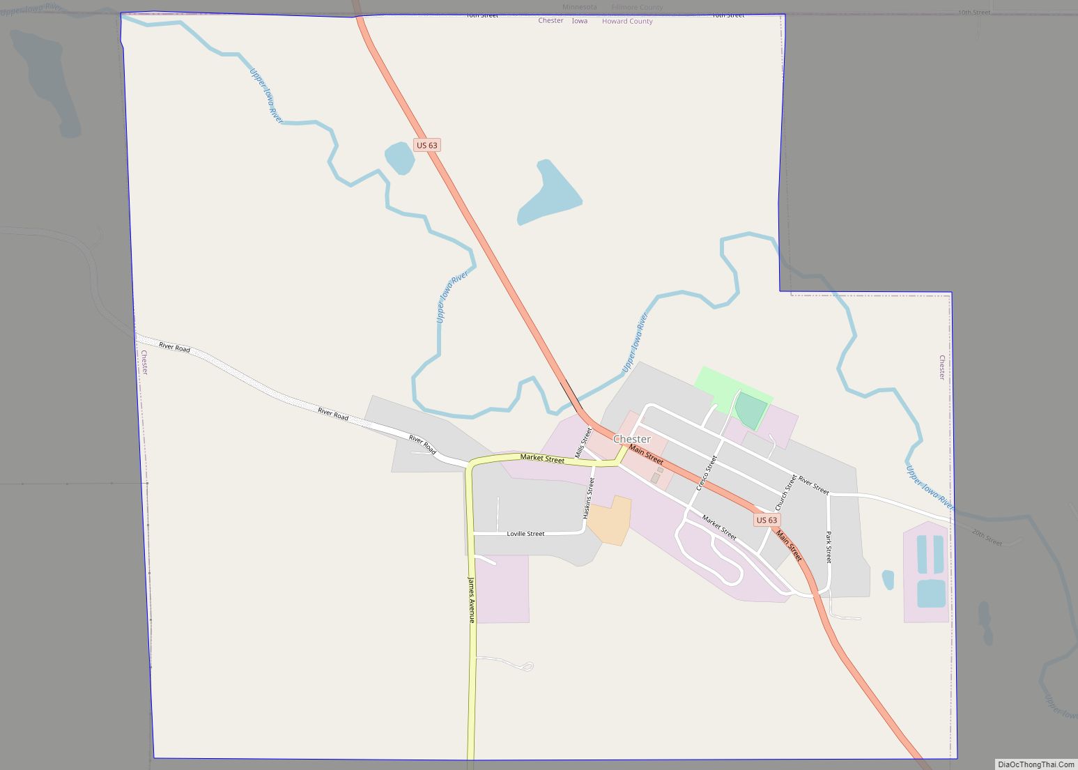 Map of Chester city, Iowa