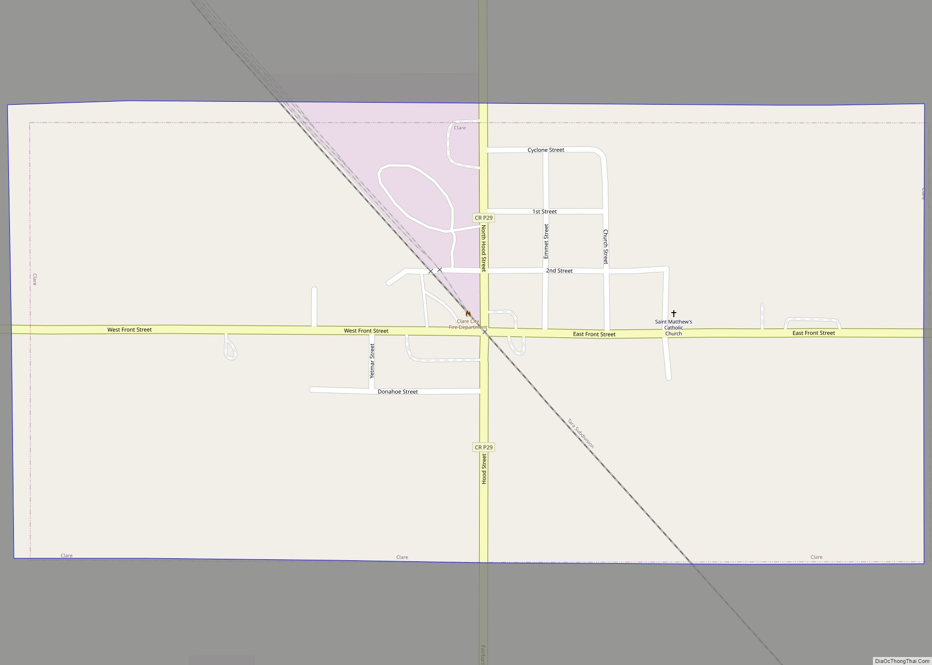 Map of Clare city, Iowa