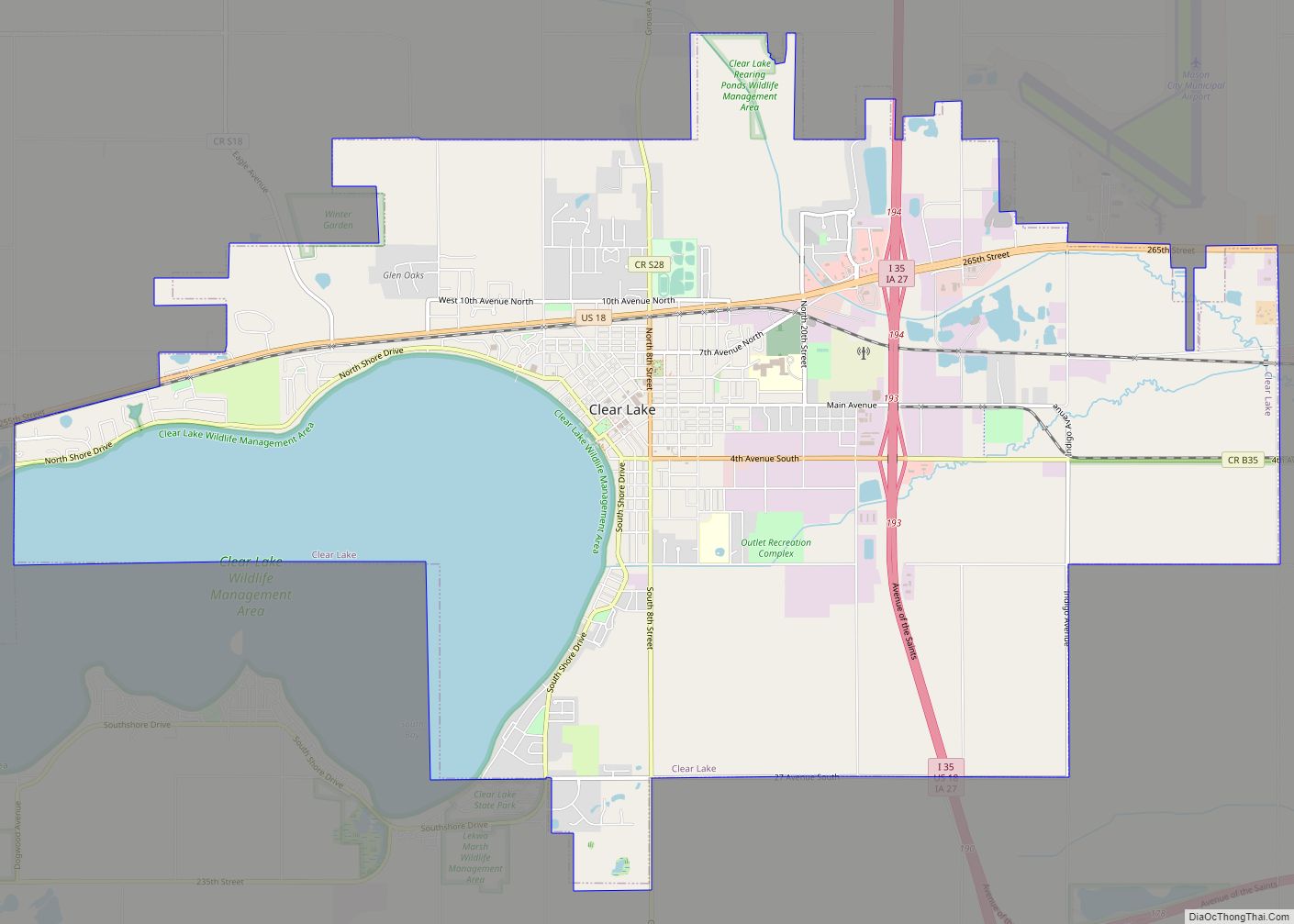 Map of Clear Lake city, Iowa