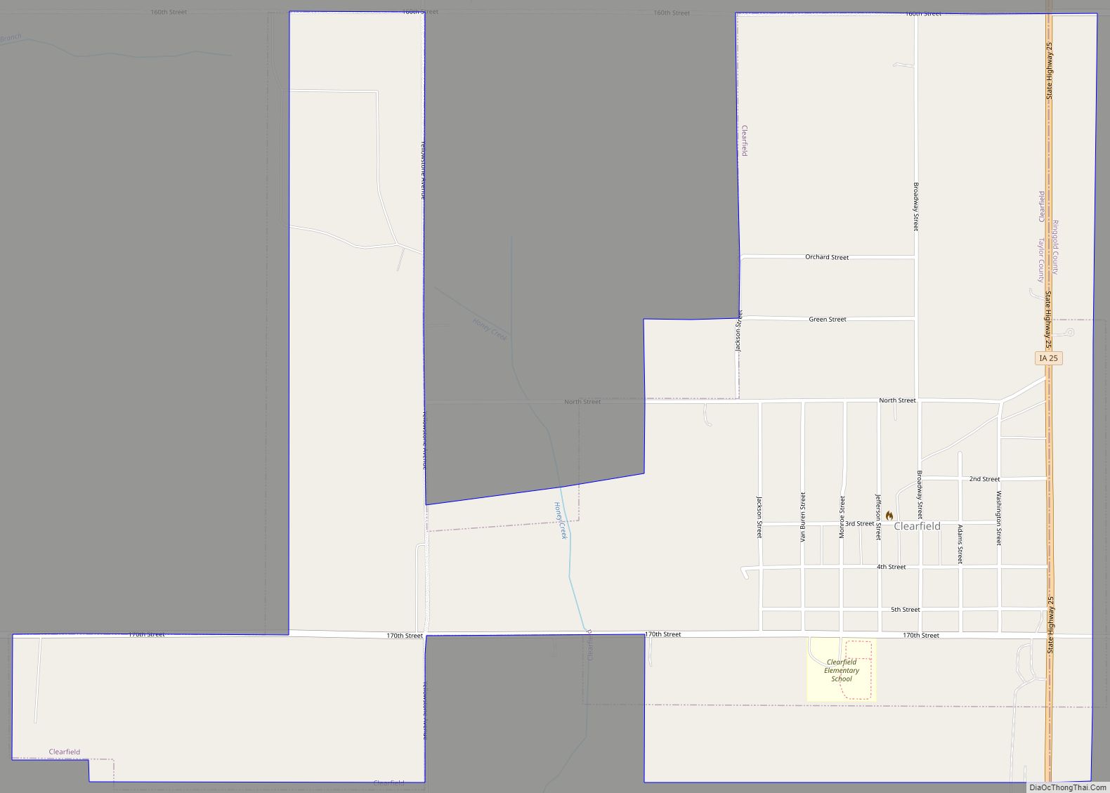 Map of Clearfield city, Iowa