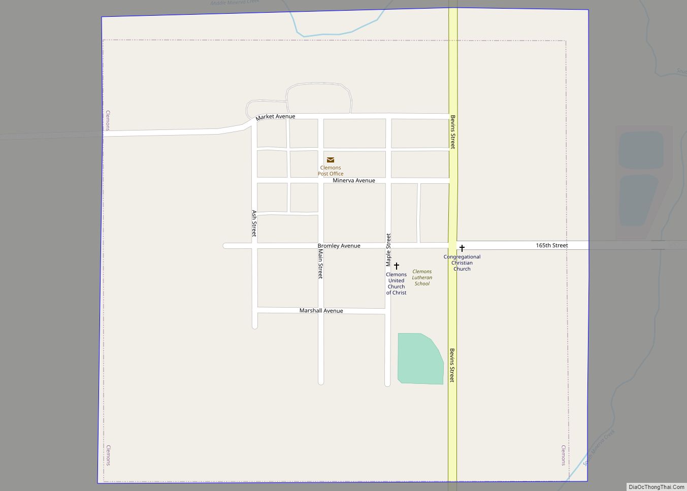 Map of Clemons city