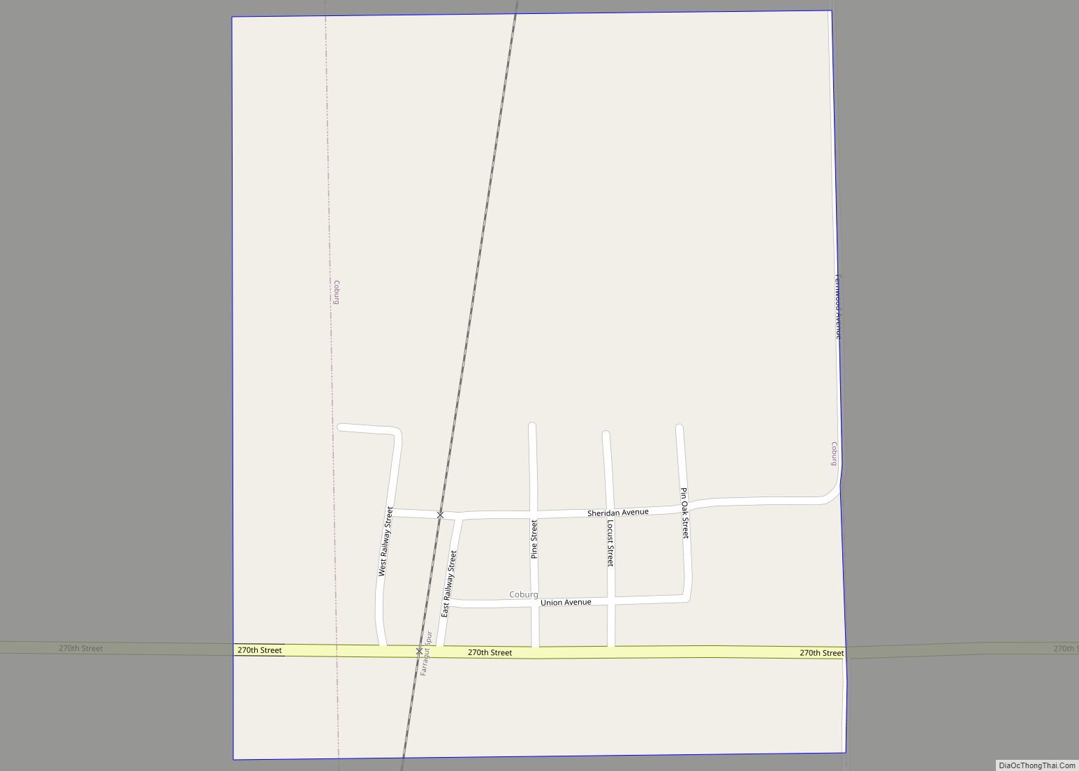 Map of Coburg city, Iowa