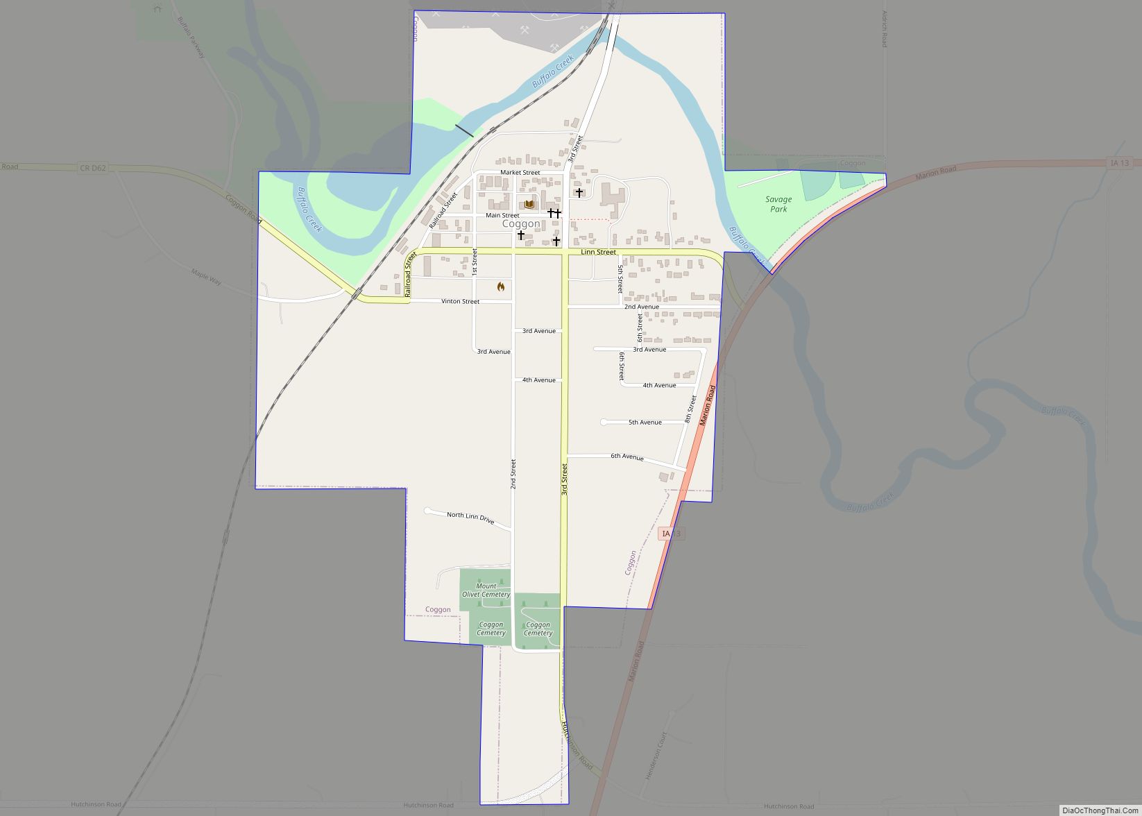 Map of Coggon city