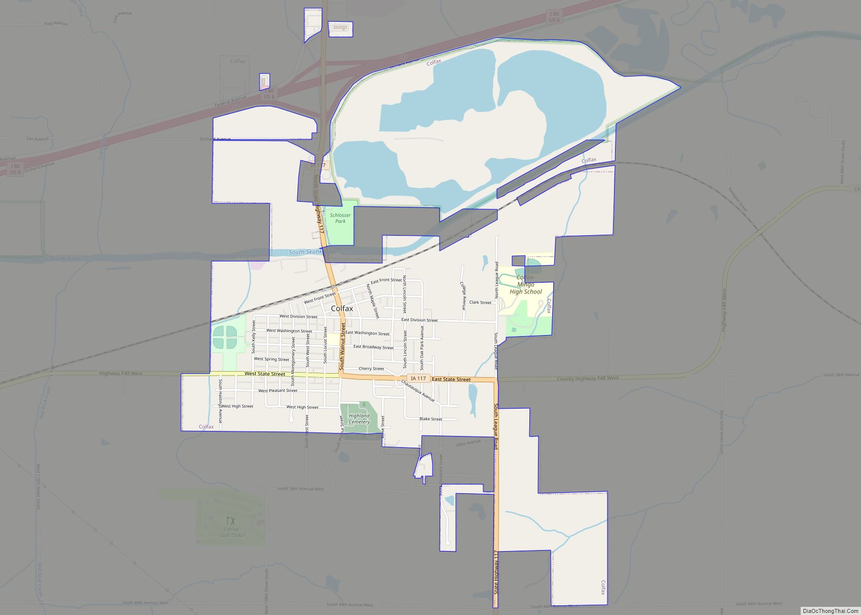 Map of Colfax city, Iowa