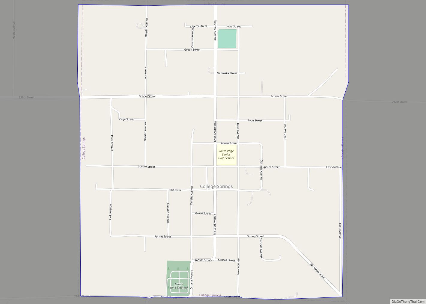Map of College Springs city
