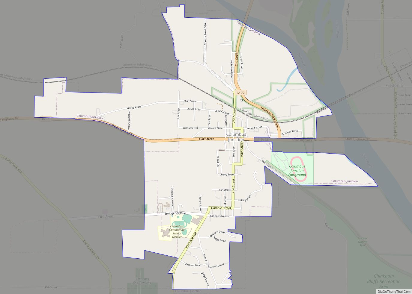 Map of Columbus Junction city