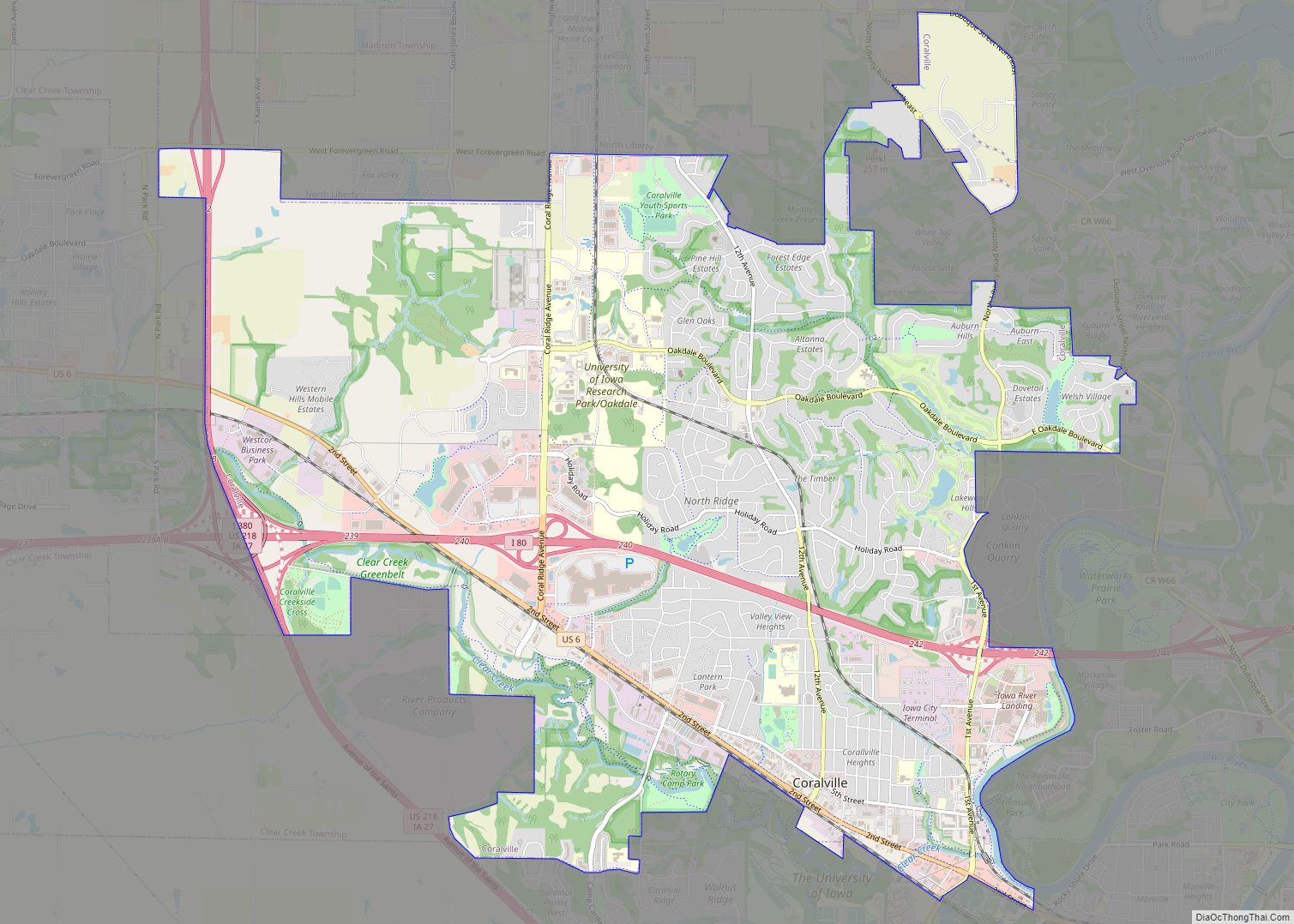 Coralville ở đâu? Bản đồ thành phố Coralville, Iowa - Địa Ốc Thông Thái