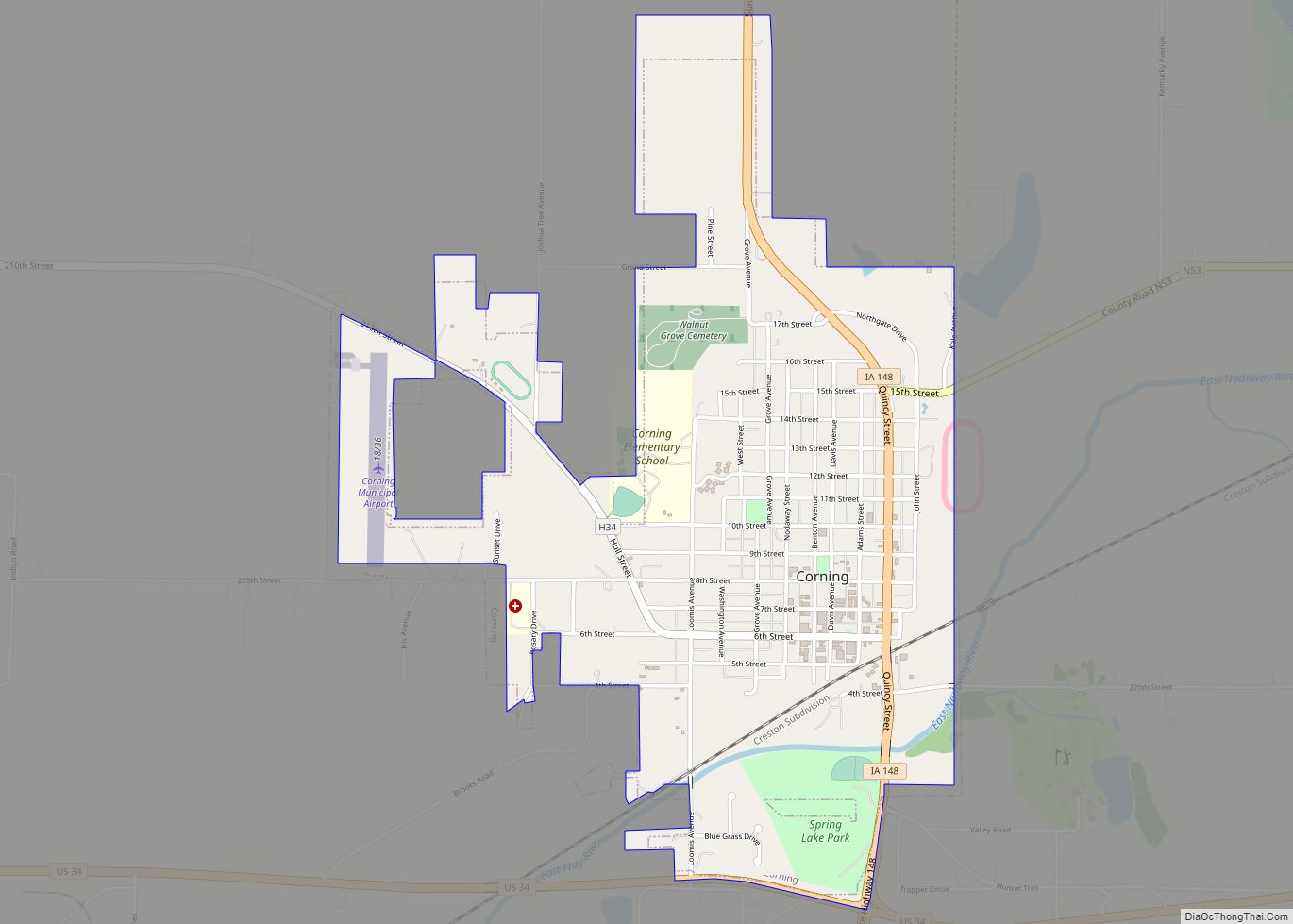 Map of Corning city, Iowa