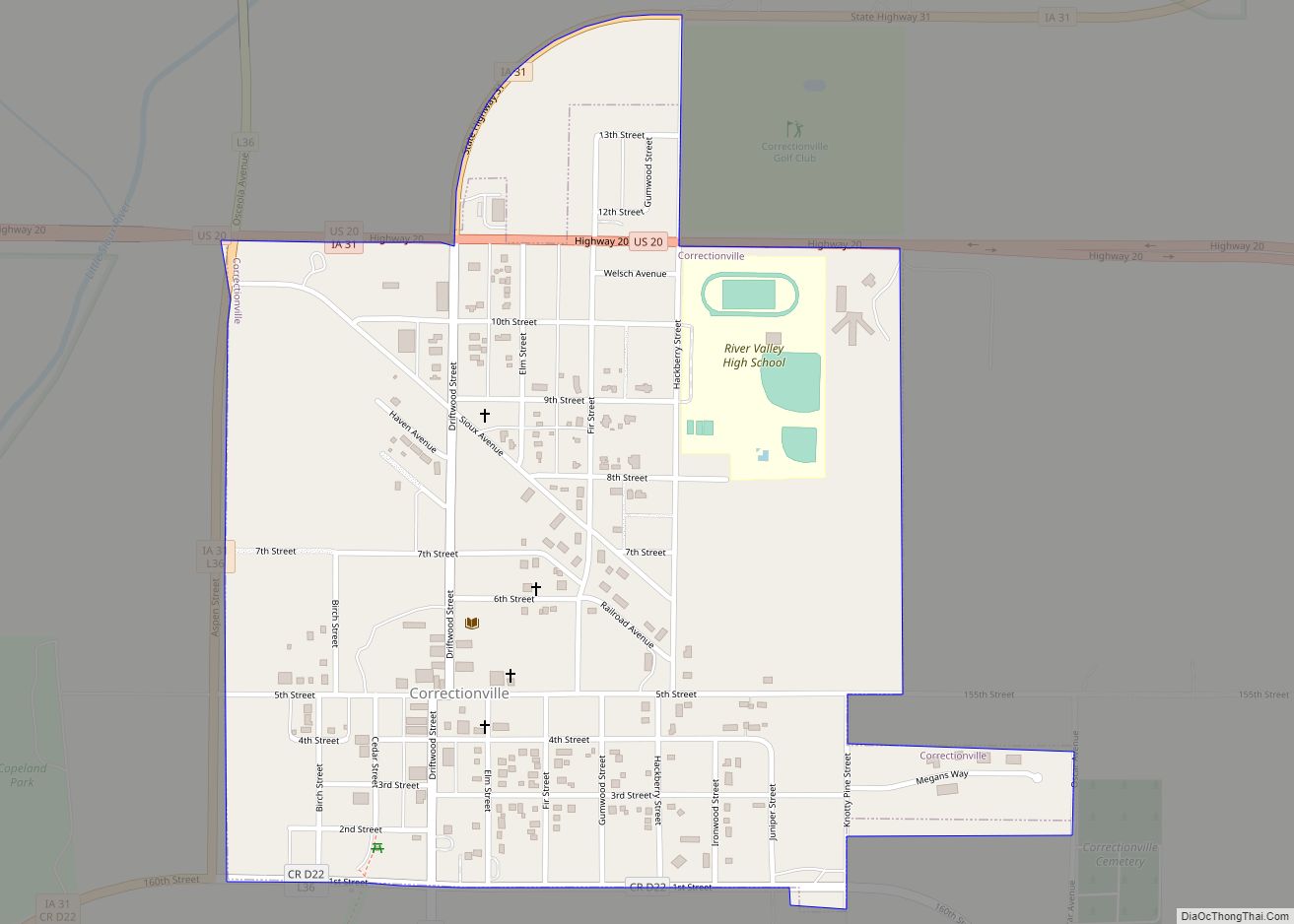 Map of Correctionville city