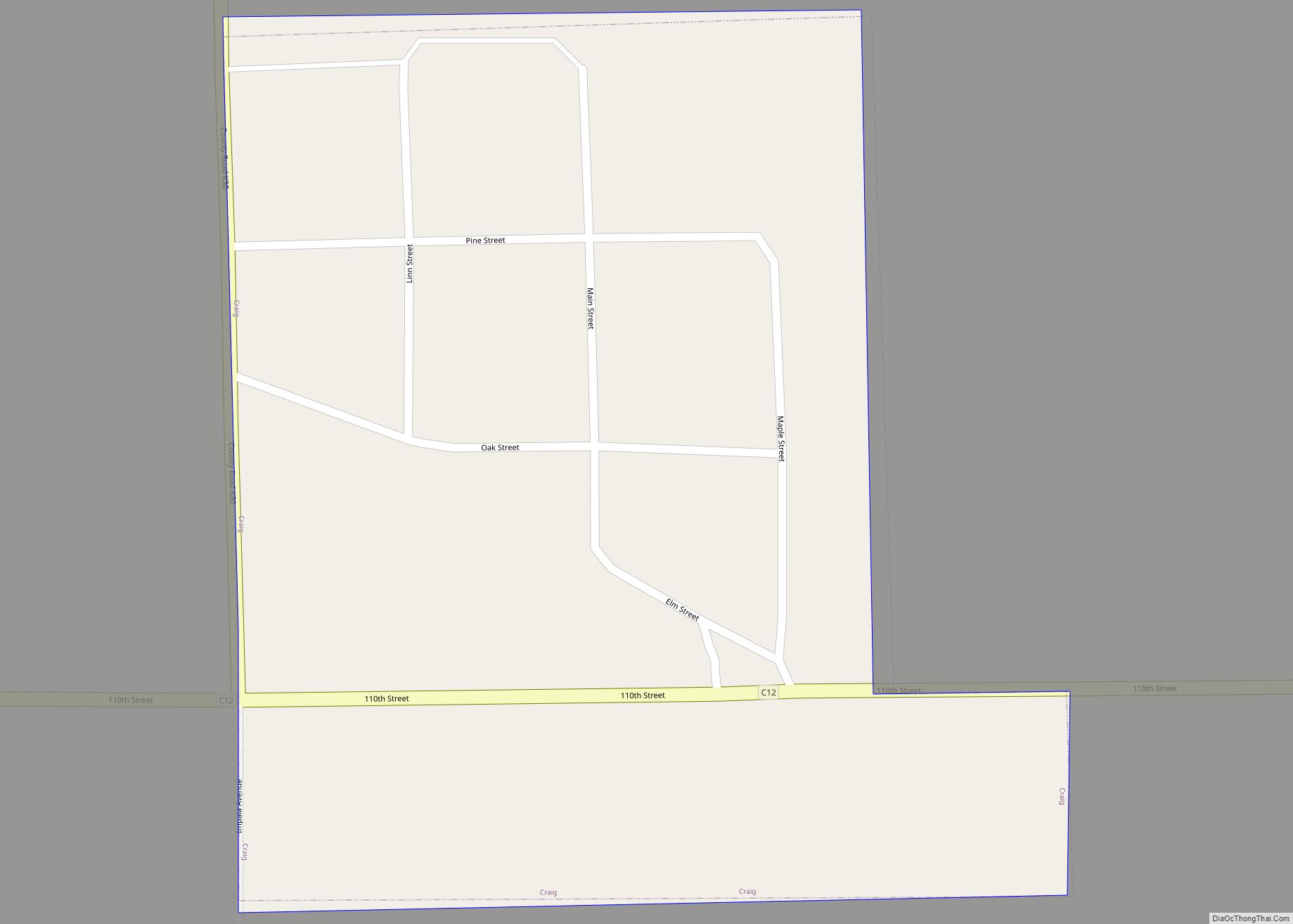 Map of Craig city, Iowa