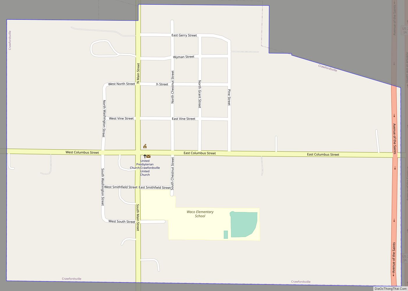 Map of Crawfordsville city, Iowa