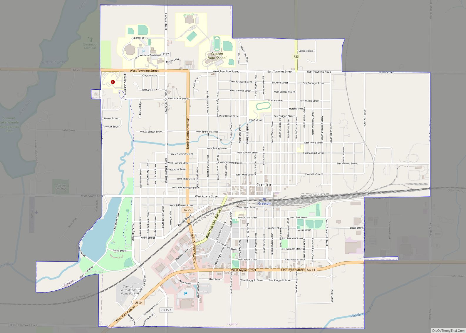 Map of Creston city, Iowa