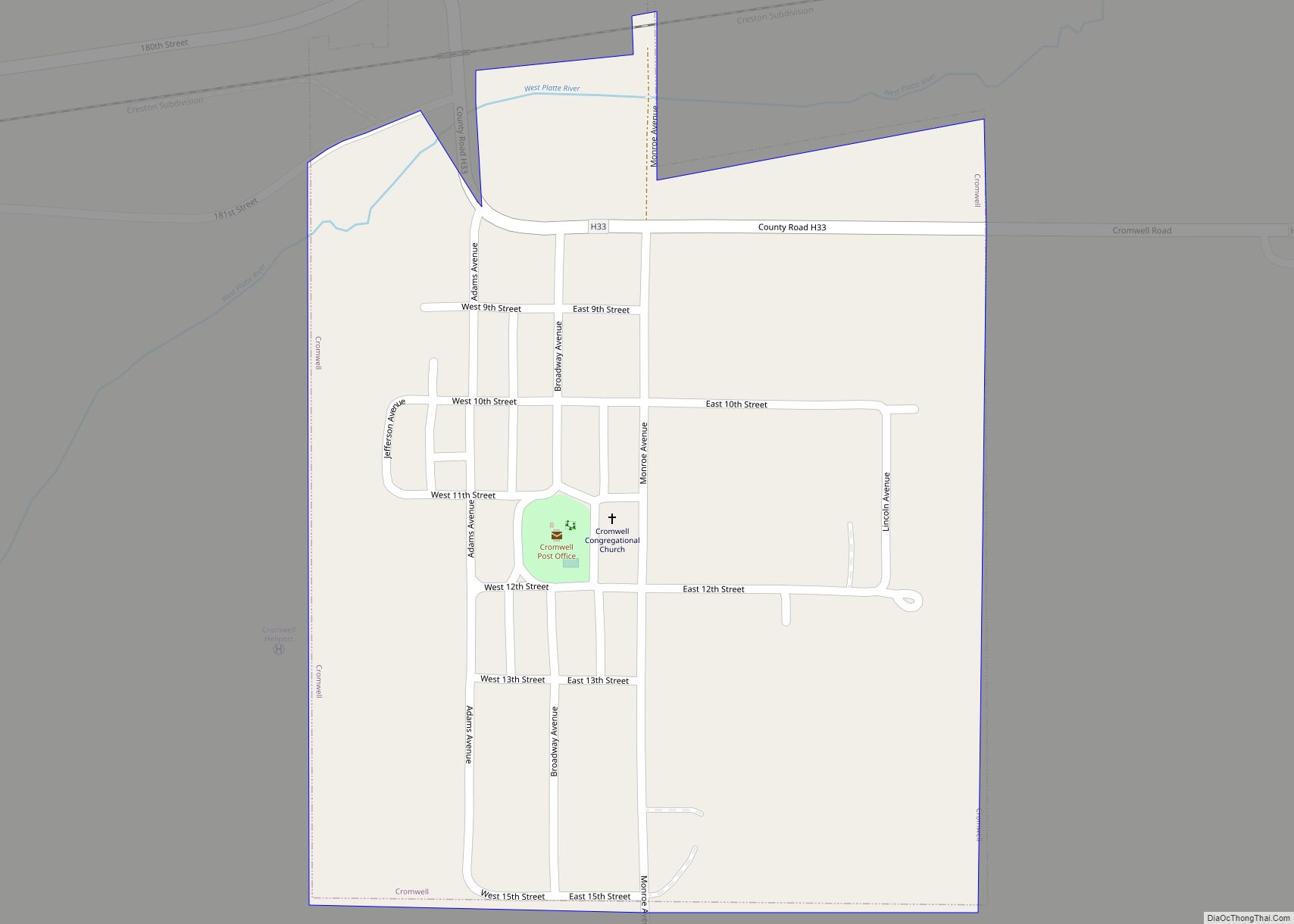 Map of Cromwell city, Iowa