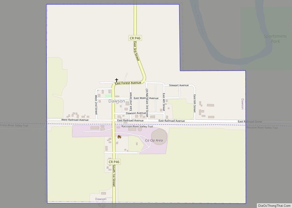 Map of Dawson city, Iowa