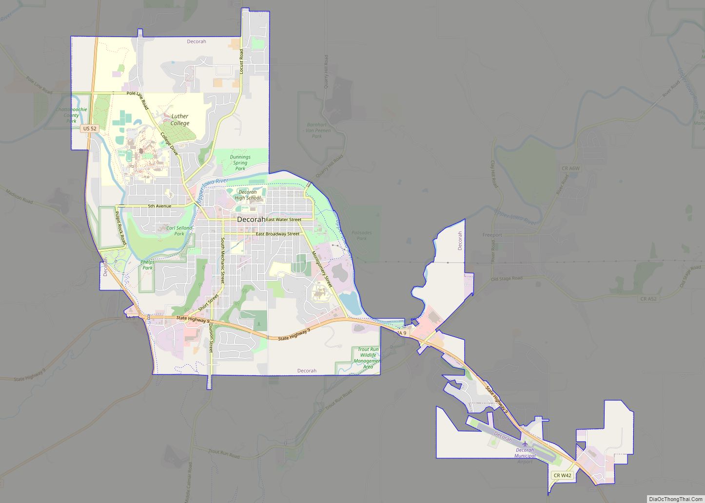 Map of Decorah city