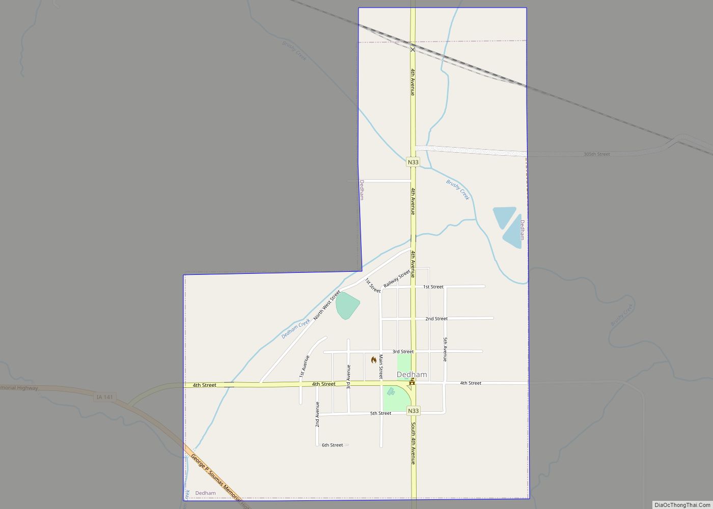 Map of Dedham city, Iowa